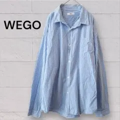 WEGO ブルーストライプシャツ ゆったり オーバー L 春 綿 カジュアル