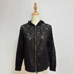 総レースフーデットパーカー　フルジップジャケット　透かし編み　地雷系　ラジエム