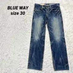 BLUEWAY ブルーウェイ ヴィンテージ デニム 30 鬼ヒゲ ストレート 青
