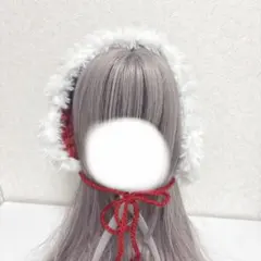 ハートイヤーマフ イヤーマフ 耳あて 編み物 赤 レッド 手編み ハンドメイド