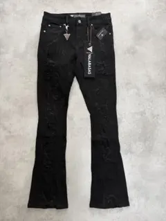 新品 バラバサスvalabasas ダメージリペアフレアデニム ブラック 29