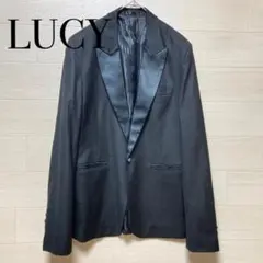 LUCY♦ルーシー テーラードジャケット 光沢 肩パットあり 裏地ストライプ Lのサムネイル