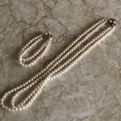 パール2連ネックレスとブレスレットセット