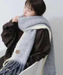 Kastane サイドラインマフラー　ライトグレーのサムネイル