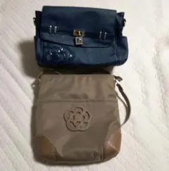 【中古（状態悪いです）】クレイサス ショルダーバッグ　茶系・紺系　2点で