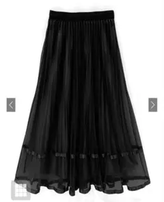 GRL パールチュールプリーツスカート［ac2175］ブラック