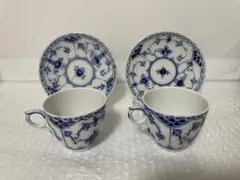 RoyalCopenhagen ブルーフルーテッド カップ＆ソーサー 2客セット