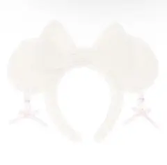 ミニーマウス カチューシャ リボンイヤリング風デザイン ホワイト