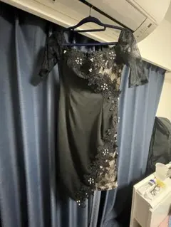 【美品】レース×ビジュー アシンメトリードレス タイトワンピ キャバ 披露宴