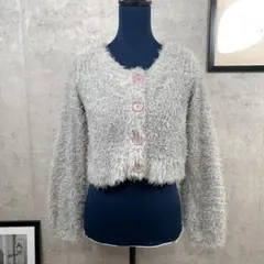 【美品】ESPRITMUR カーディガン ボレロ ファー ショート丈 M グレー