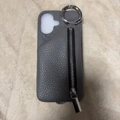 お蝶様専用ライトグレー iPhoneケース ジッパーポケット付き