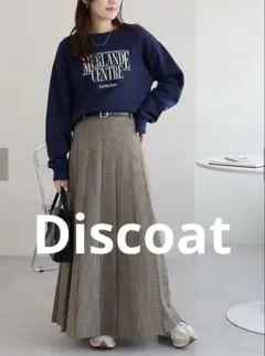 Discoat チェックプリーツロングスカート　セール 新品　プリーツスカート
