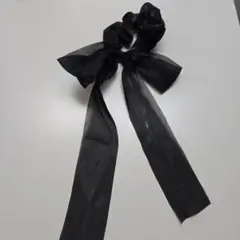シフォン ブラック リボン ヘアゴム【未使用に近い】