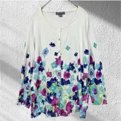 1点物✨ LAURA SCOTT 花柄 カーディガン 【L/G】 ホワイト