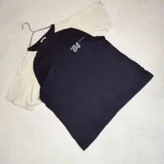 良品★COARSE X'TYLE Tシャツ バイカラー カジュアル ネイビー×白