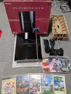 PS3 CECHH00 40GB本体・コントローラー・配線類・ソフト8作品セット