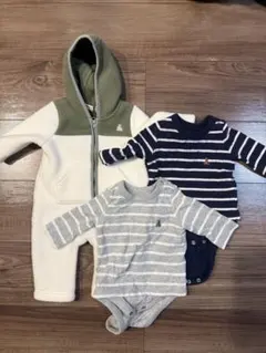 baby gap ボアパーカー ストライプロンパース 0-3m