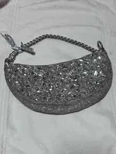 シルバー ビジュー クラッチバッグ