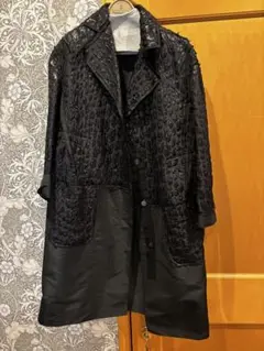ランバン　コート　ラメ　ブラック