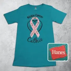 チャリティー Tシャツ Hanes S グリーン 緑 メッセージ 古着 半袖輸入