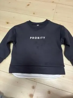 おしゃれ！PROBITY 英字ロゴ トレーナー 100 ネイビー レイヤード風
