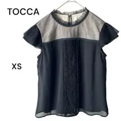 TOCCAトッカドットチュールシフォンブラウスレース切替フリルネック黒XSのサムネイル