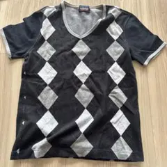 NICOLE CLUB VネックTシャツ ダイヤモンド柄