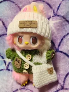 Labubu ラブブ洋服 ぬいぐるみ用 抹茶グリーンなニットコーデ♡