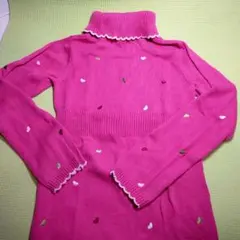 GYMBOREE (ジンボリー)ハート刺繍ピンクタートルネックワンピース 7-8