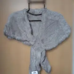 【セール！】新品タグ付き グレー ラビットファーショール 結婚式 ２次会