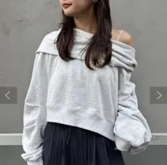 Kastane オフショルスウェット グレー ショート丈