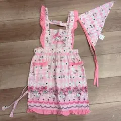 ハローキティ ピンクエプロン 三角巾付き120センチ