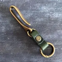 ベルトフック キーフック キーリング キーホルダー レザー カラビナ カーキ