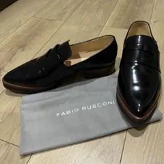 FABIO RUSCONI 黒レザー ローファー 保存袋付き