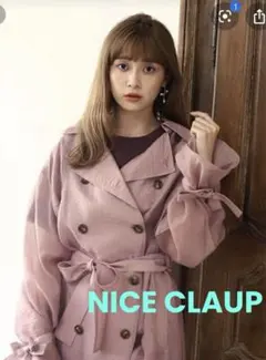 NICE CLAUP シースルーエレガンストレンチコート　ピンク　F