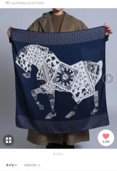 CALIFORNIA OUTFITTERS　ネイビー 馬モチーフ スカーフ