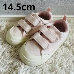 H&M コットン ベルクロ スニーカー キャンパス シューズ ピンク 14.5