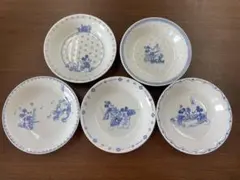 ディズニー ミッキー＆ミニー 深皿 5枚セット 青絵柄 未使用保管品のサムネイル