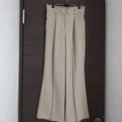 grove チェックパンツ　ベージュ系　Mサイズ　ウエスト総ゴム