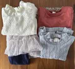 80cm 長袖ベビー服4点セット 女の子　プティマイン　アプレレクール