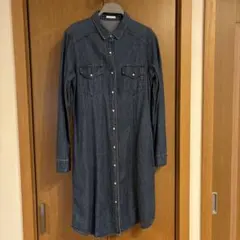 デニム ひざ丈ワンピース