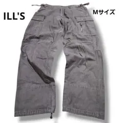 ILL'S イルズ カーゴパンツ M カーキ 裏地迷彩 裾ドローコード P2