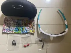 オークリー FLAK JACKET カスタム ホワイト/ターコイズ ケース付き