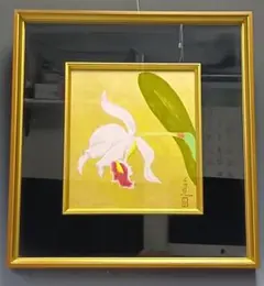 洋画家 出岡実 題「かとれあ」名古屋画廊で20回以上の個展 色紙絵 額41