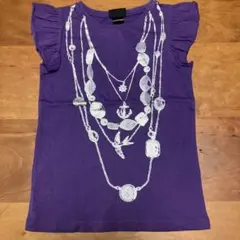 未使用 H&M ネックレスプリント フリルスリーブ Tシャツ 110-116cmのサムネイル