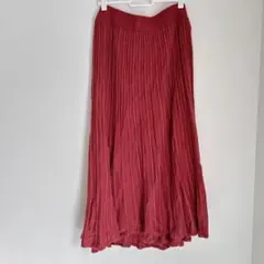 ピンク　ニットプリーツスカート　ラメ生地　リブ編み　ガーリー【3L】