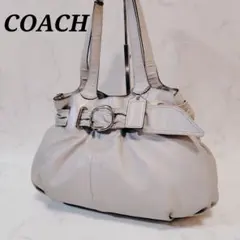 COACH ベルトトートバッグ ライトグレー