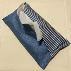 ソフトパックティッシュケース デニム ヒッコリー シンプル ブルー