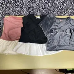 100cm トップス 長袖 秋 冬 春重ね着風フリル付き3点セット 女の子