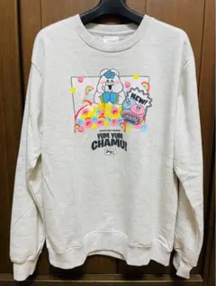 【タグ付き】んぽちゃむマカロン長袖トップス　トレーナー　メンズLサイズ　グレー